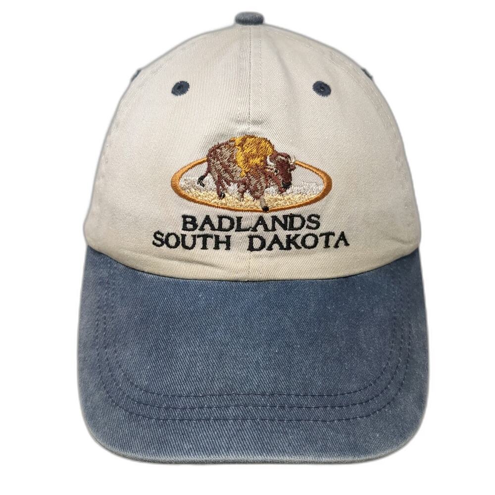 Ouray Baseball Cap Beige Blue OSFM Badlands South Dakota Bison Embroidered Hat